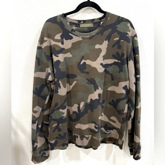 Valentino Camo Stars Crew Neck Sweatshirt - Picture 1 of 4